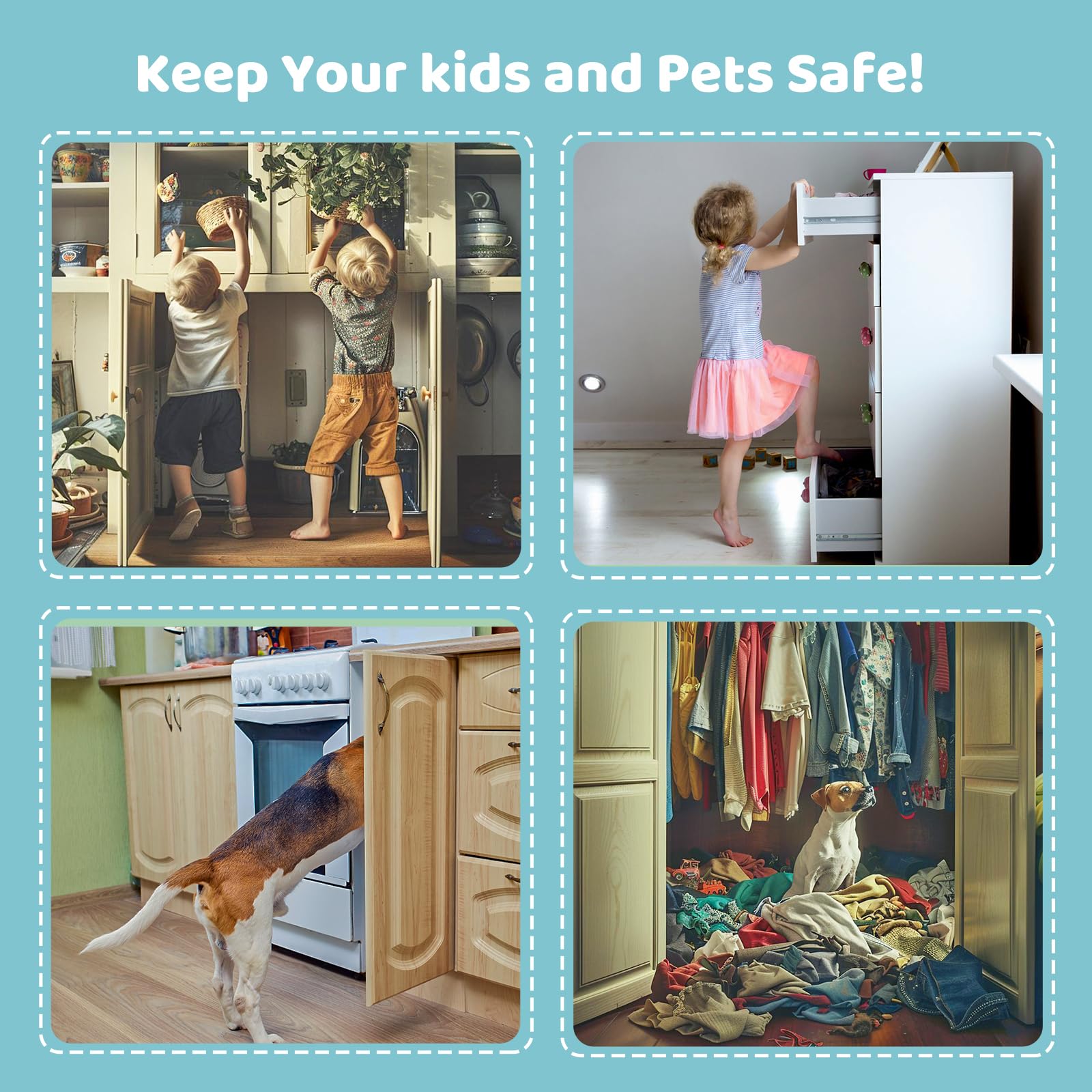 Reaeon black cabinet locks on cupboard doors for childproof home safety