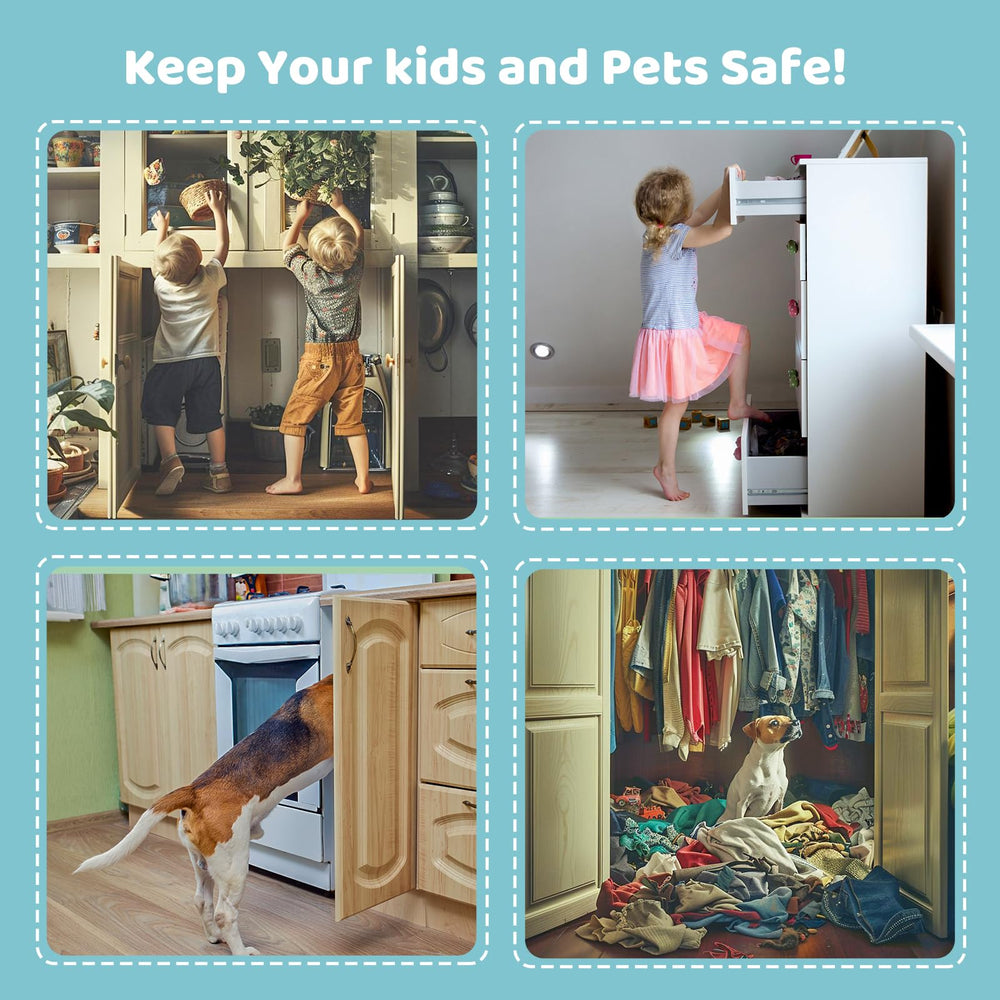 Reaeon black cabinet locks on cupboard doors for childproof home safety