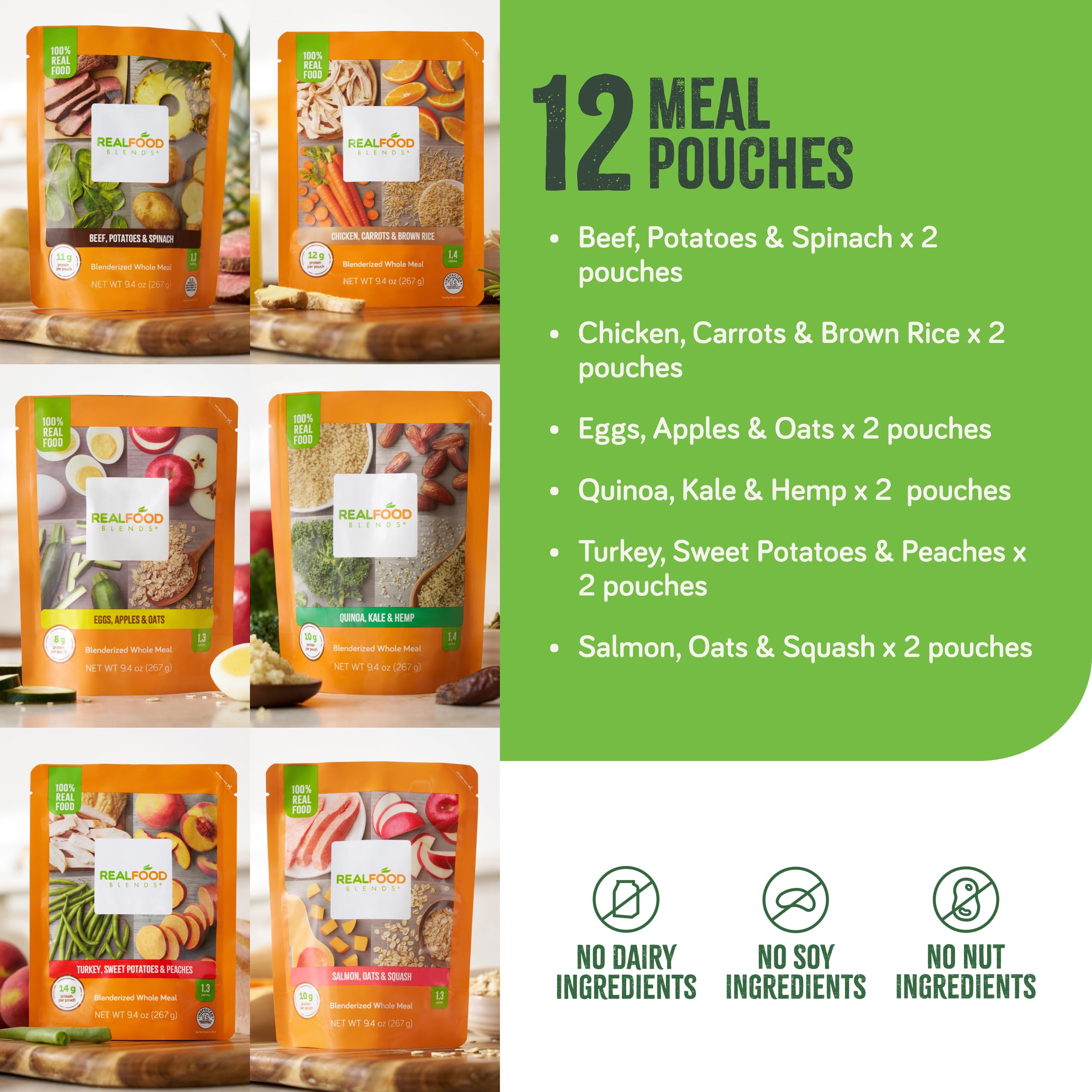 Real Food Blends ingredients list emphasizes real foods without added salt.