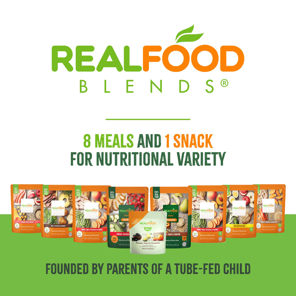 Real Food Blends parents-created story signals care and real-food values.