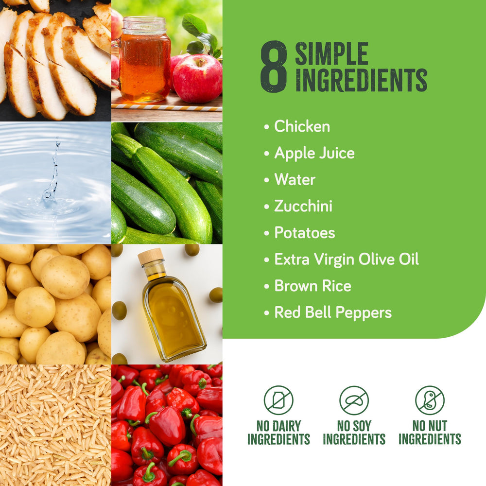 Real Food Blends Select Chicken Zucchini Potatoes pouch-into-tube, convenient bolus feeding compatible.