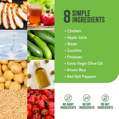 Real Food Blends Select Chicken Zucchini Potatoes pouch-into-tube, convenient bolus feeding compatible.