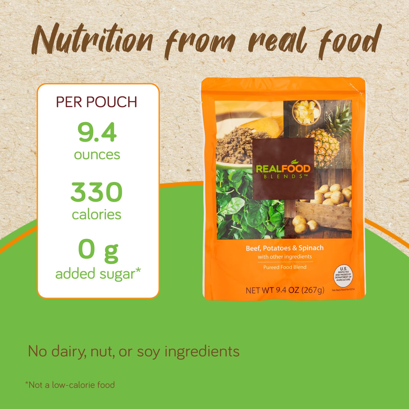Real Food Blends shelf-stable meals ensure easy meal prep.
