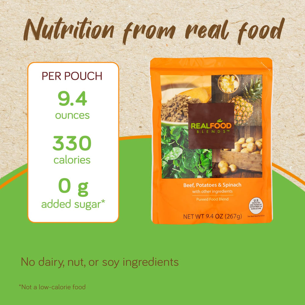 Real Food Blends shelf-stable meals ensure easy meal prep.