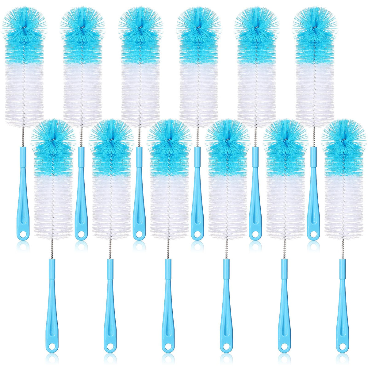 Reallnaive 12-pcs bottle brush set closeup with durable bristles for thorough cleaning