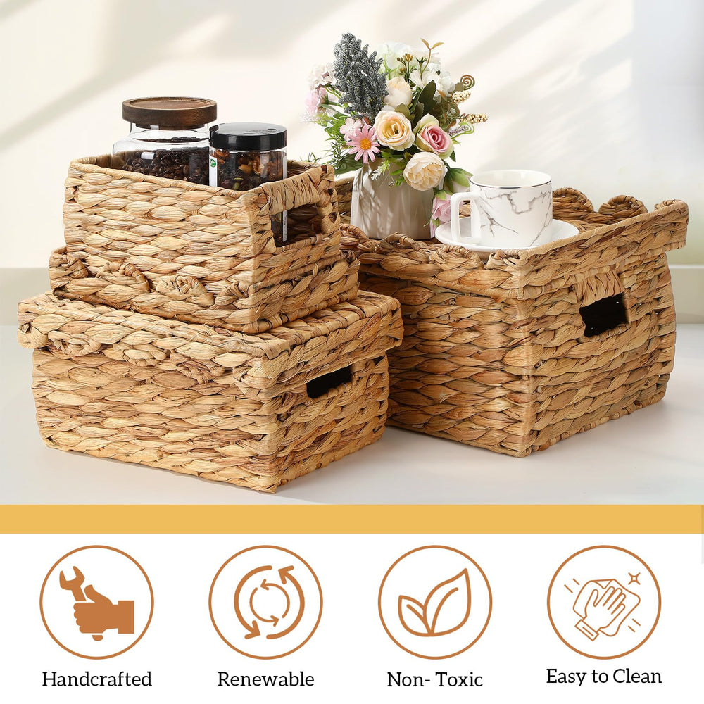 Reallnaive shell edge decorative design on wicker basket