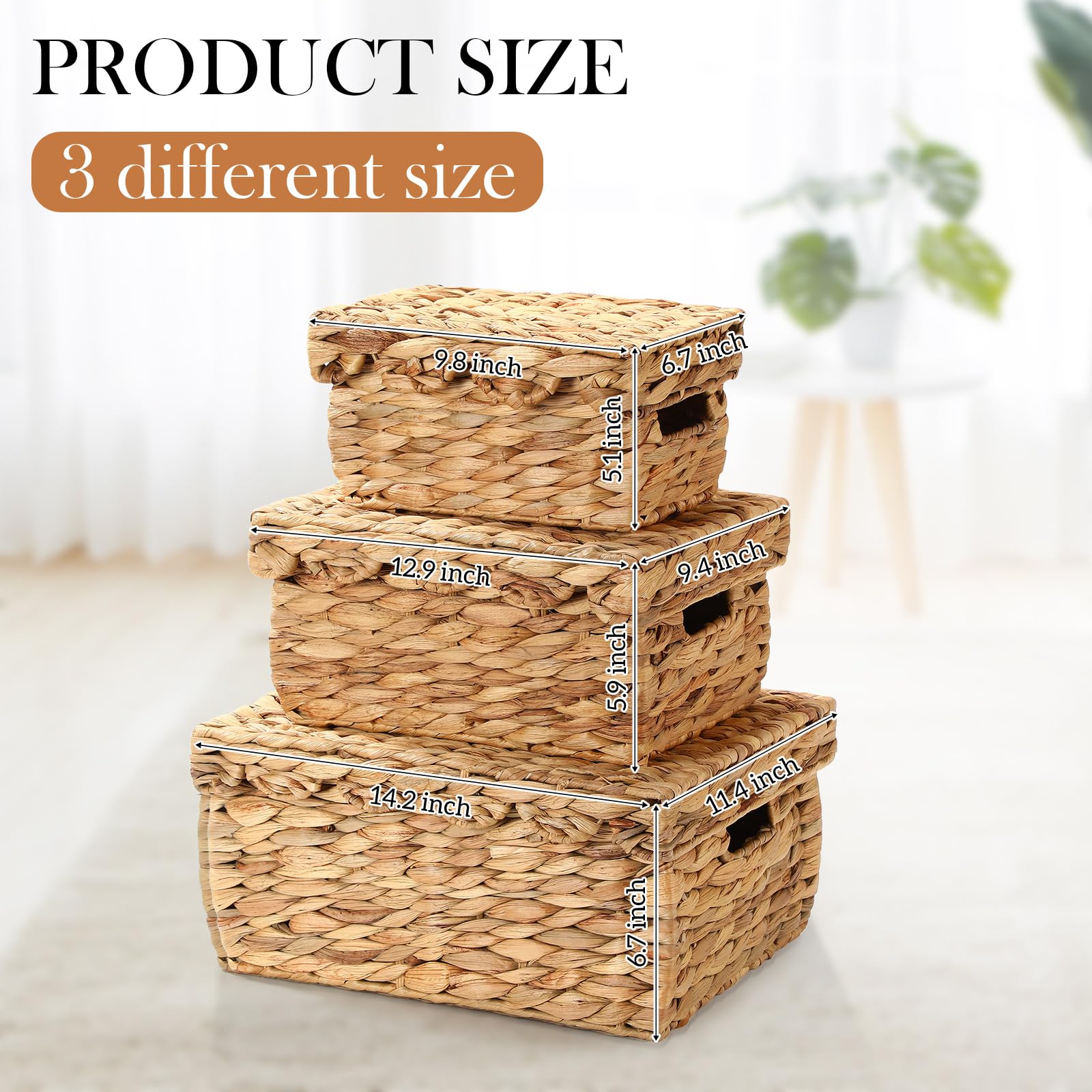Reallnaive wicker storage basket large with lid suitable for blankets