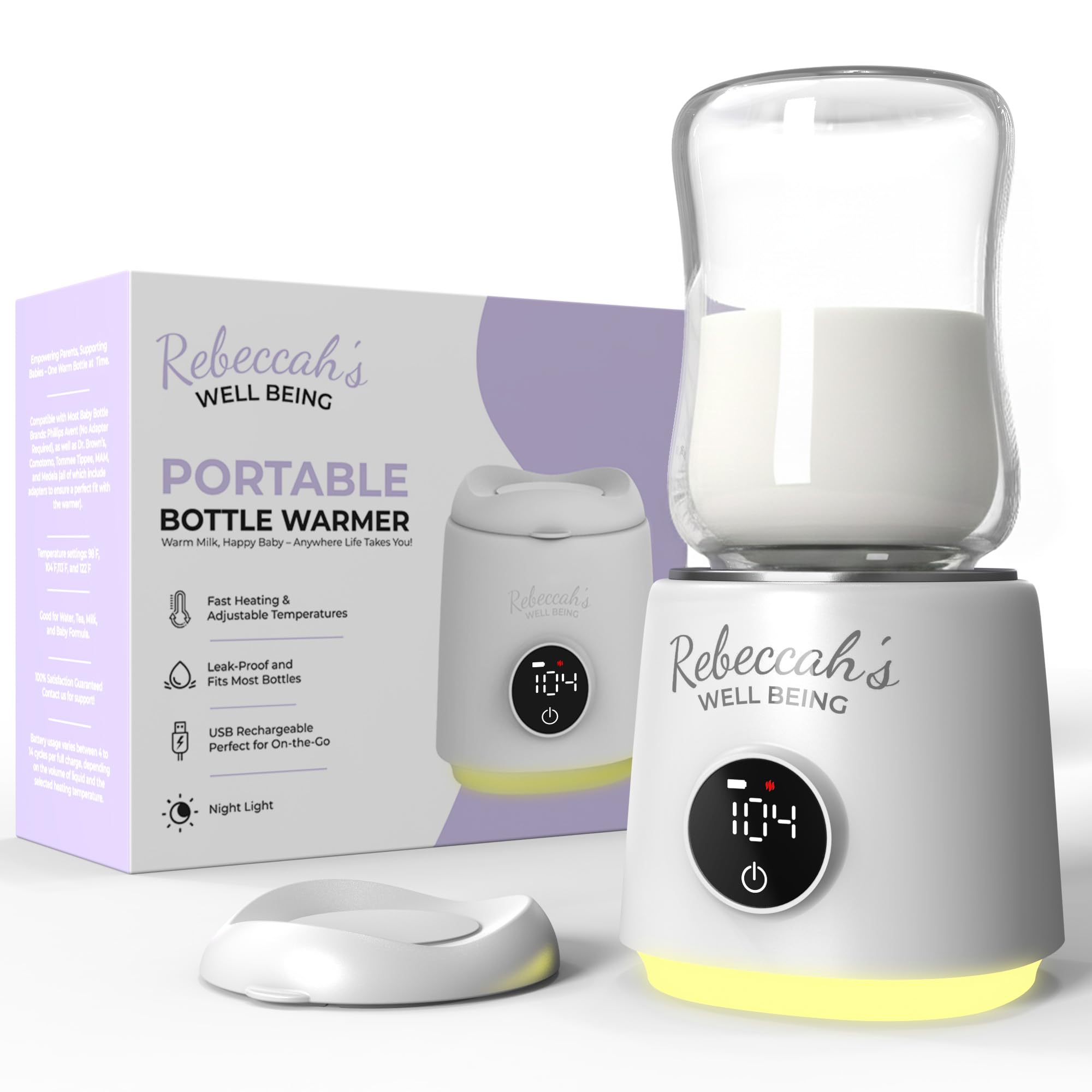 Rebeccah's Well Being portable bottle warmer travel compact design for on-the-go feeding