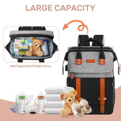 RECALLA diaper bag backpack changing station extended offers a clean surface for quick diaper changes.
