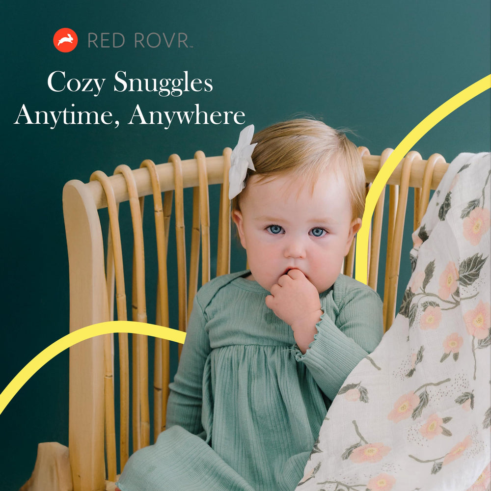 Red Rovr swaddle softens with each wash across fabrics and cuddles.