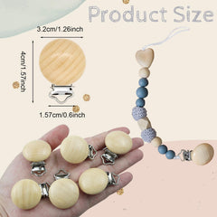 REDANHA pacifier clip holder beech wood close-up showing secure attachment