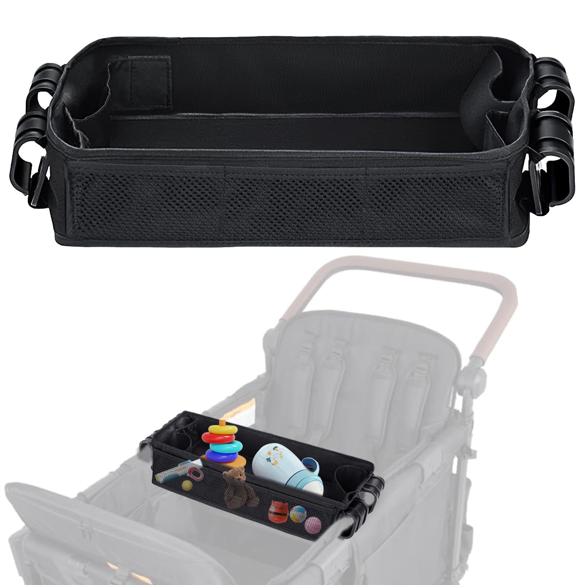 Redcoutt stroller snack tray side view showing thick base for durability and comfort
