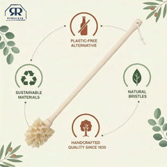 Redecker beechwood handle—ergonomic grip for comfortable extended cleaning.