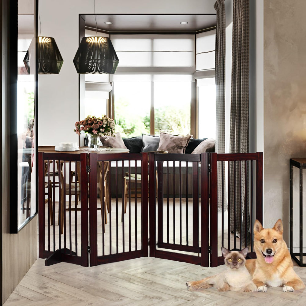 RedFinches wooden freestanding pet gate overview showcasing style and versatility.