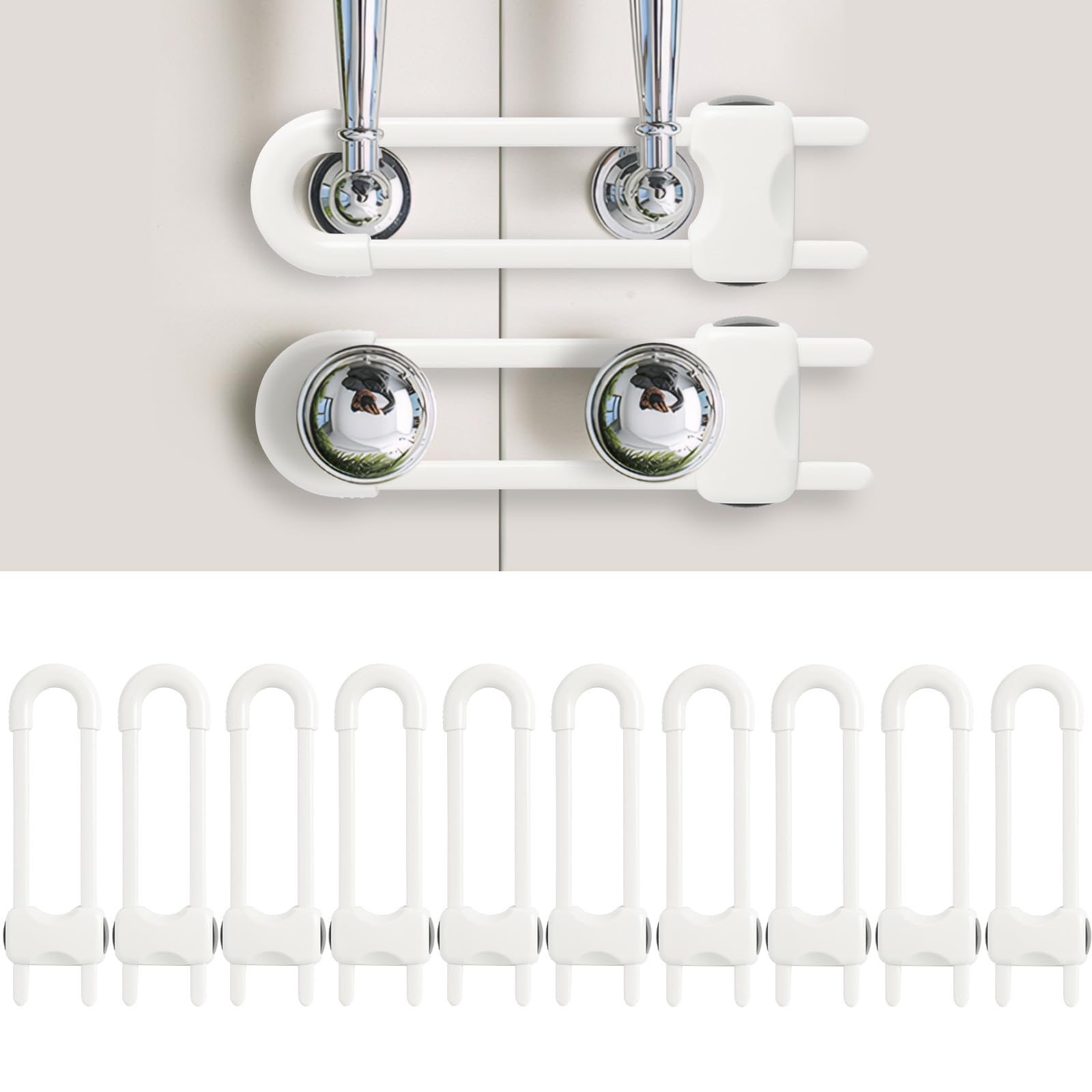 Reaeon baby proofing cabinet locks assembly view showcasing durable ABS material.