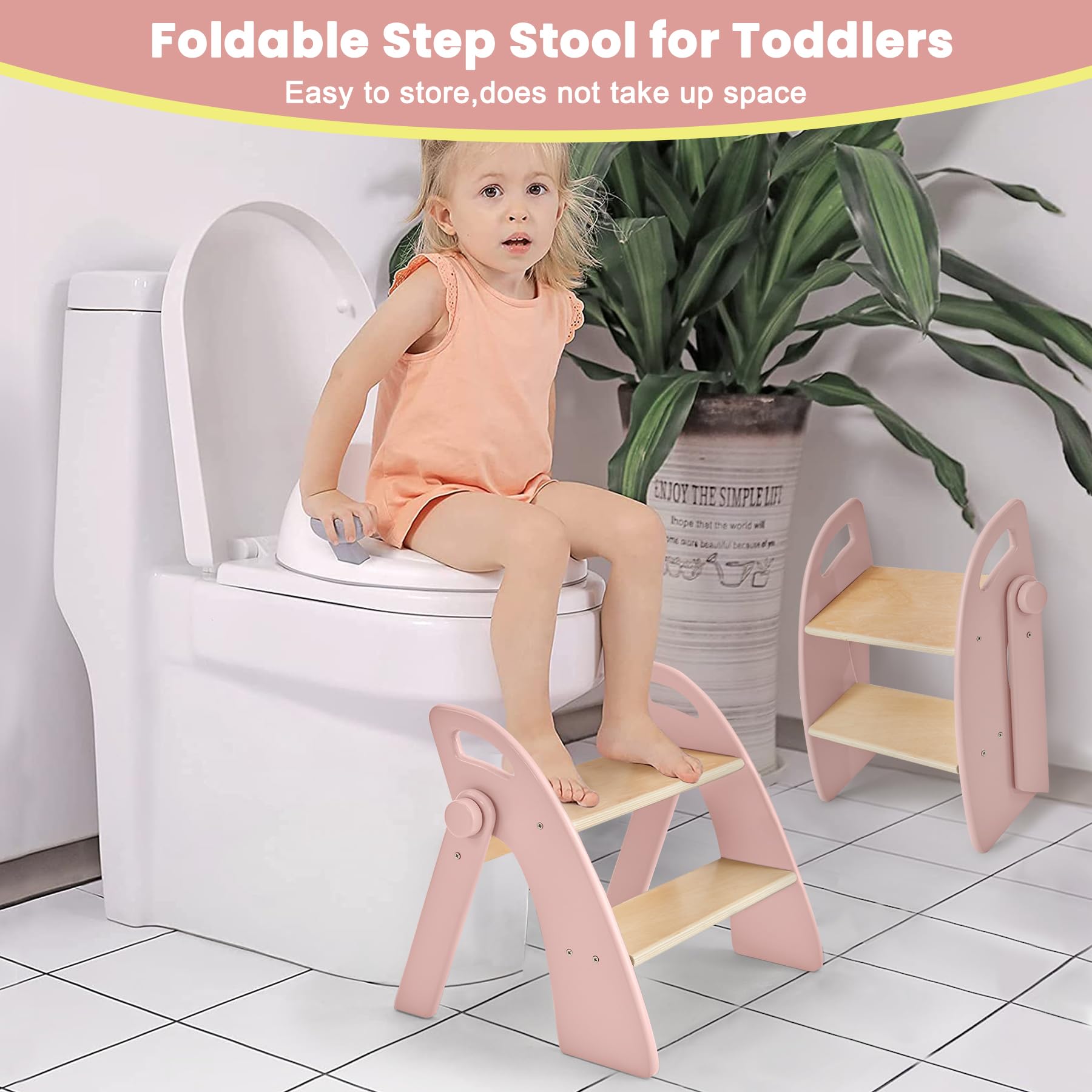 Reeple child-friendly stool with handles makes potty training safer and easier.