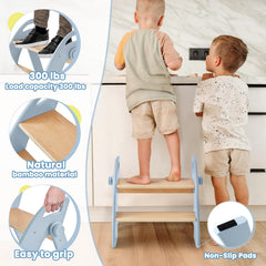 Reeple step stool blue side with handles for stable climbing