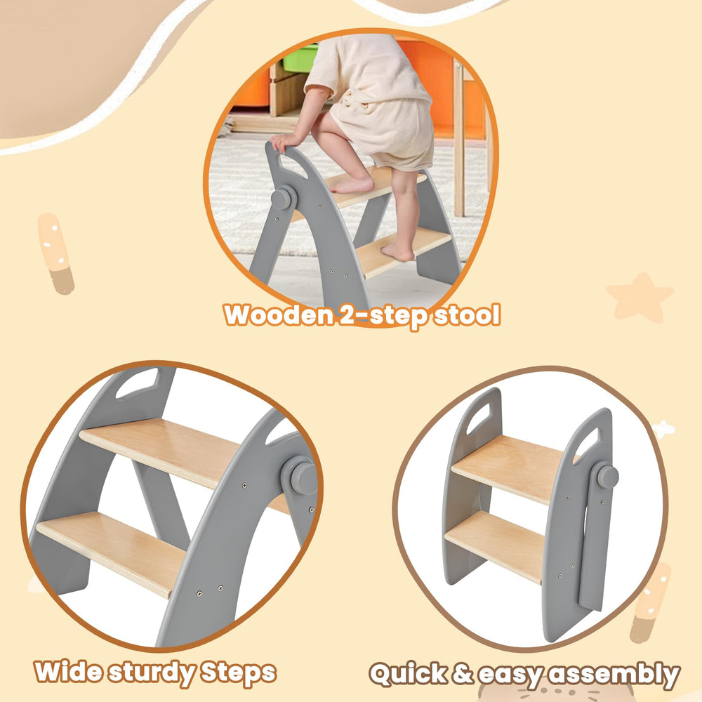 Reeple bamboo stool in kitchen use for reaching counters and shelves