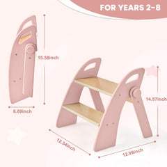 Reeple two-step stool with safety pads and handles for stable bathroom use.