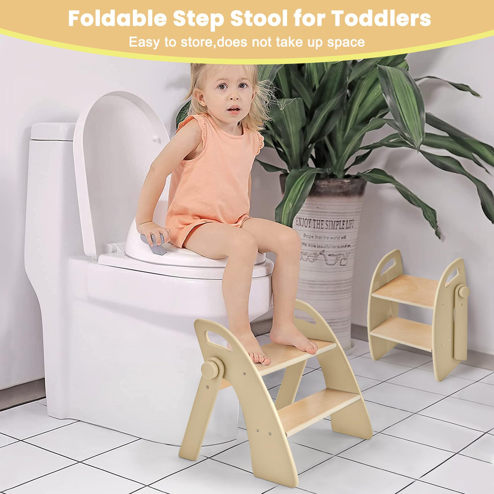 Reeple wooden step stool with four non-slip pads for stability