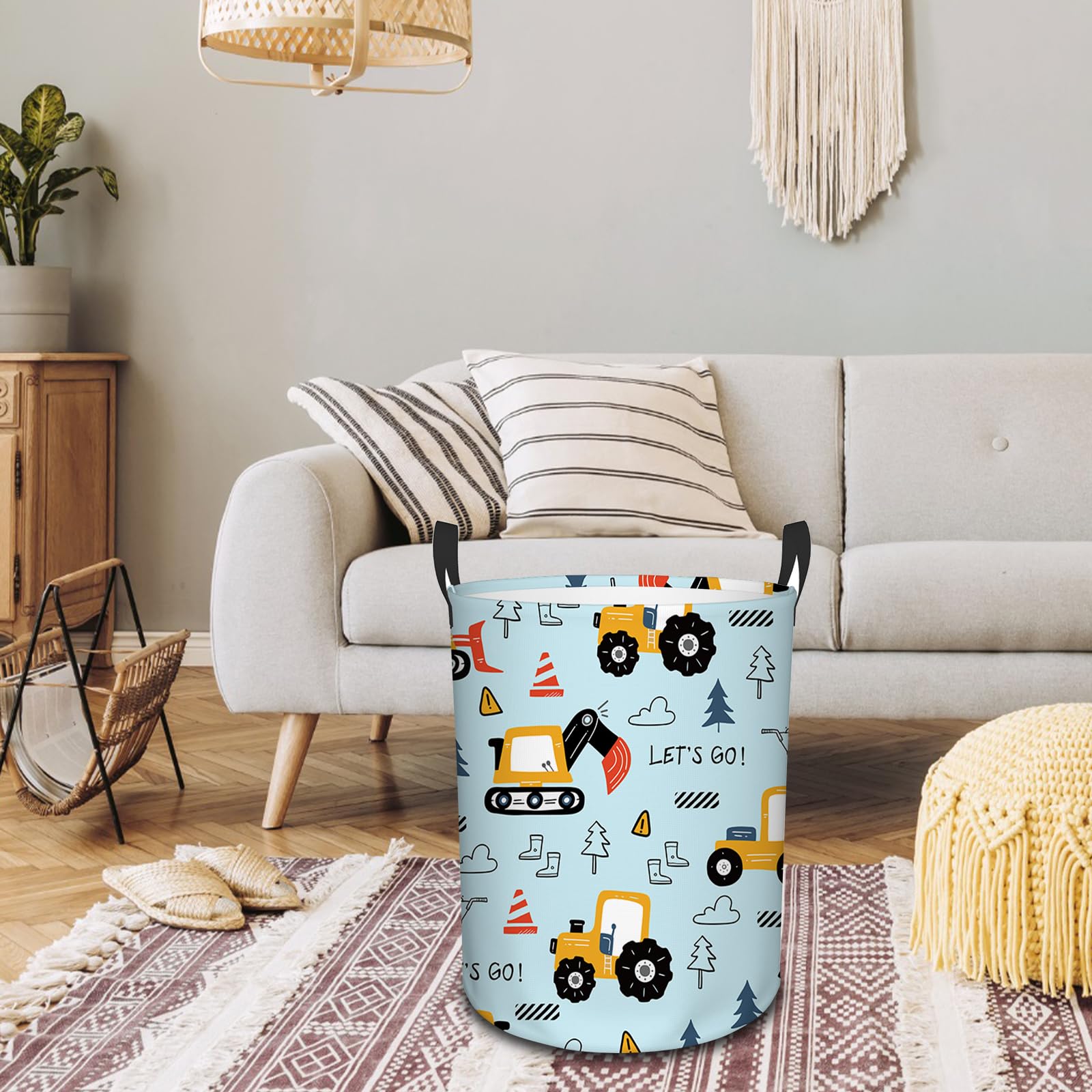 REETOOK construction-theme bucket keeps kids toys neatly organized.