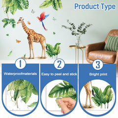 Refamaee Tropical Leaves wall sticker provides lush greenery for living rooms or nurseries.