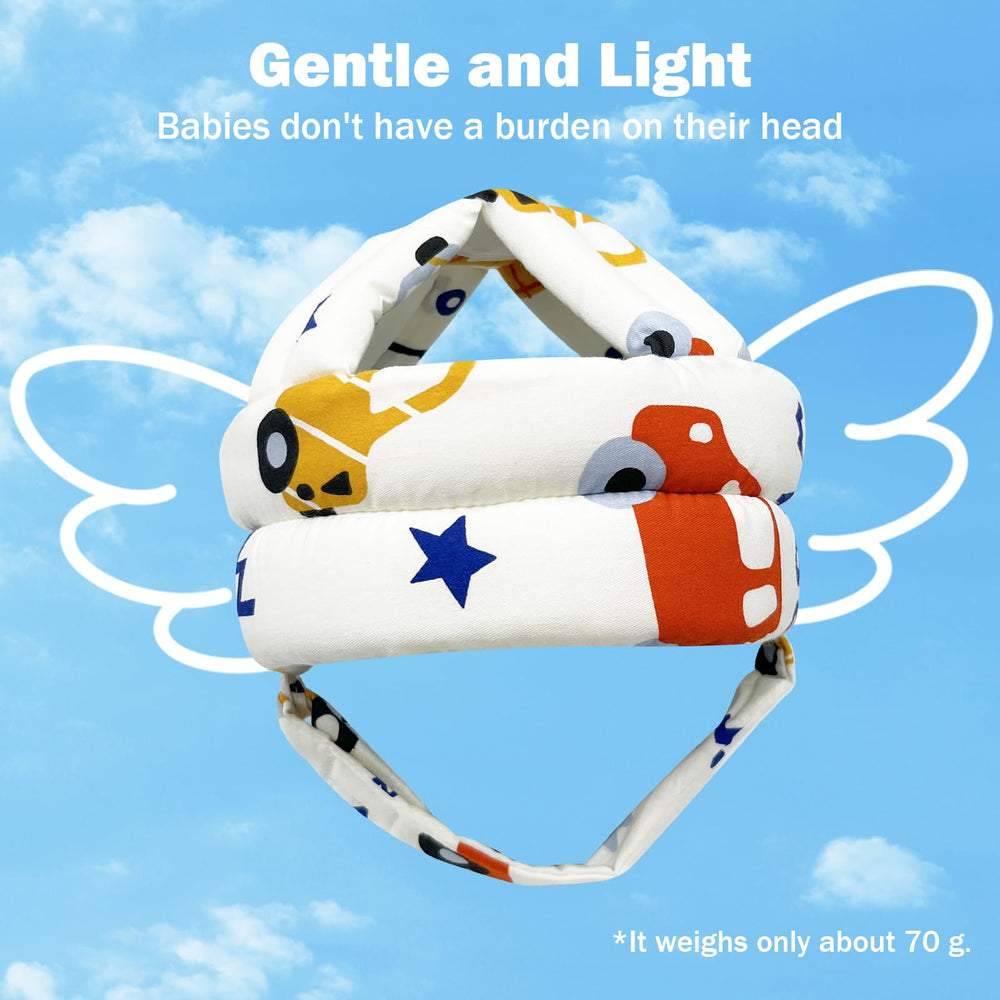 REFLYAWAY baby learning-to-walk helmet supports active toddlers.