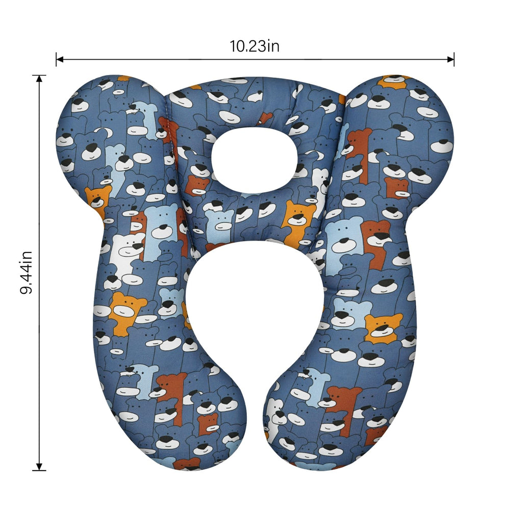 Reflyaway baby travel pillow blue bear 02 ready for stroller use with plush texture