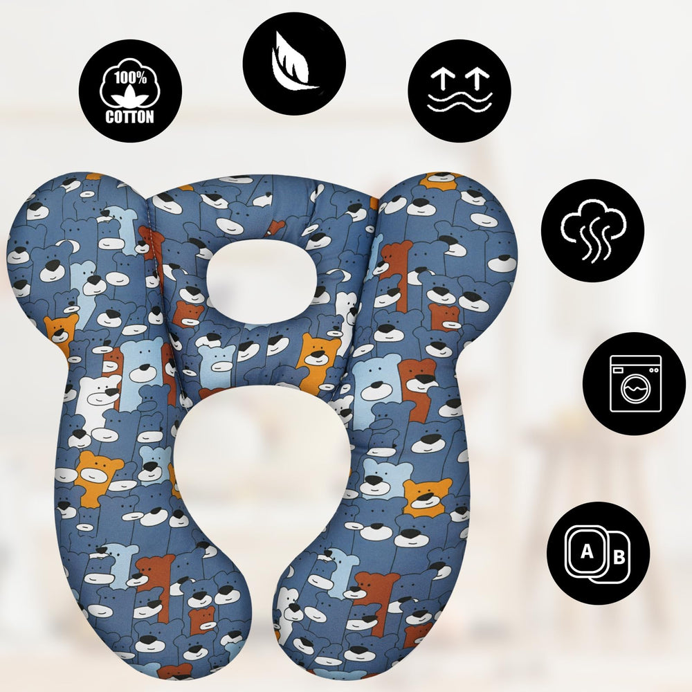 Reflyaway baby travel pillow blue bear 04 airplane-friendly compact design in-flight