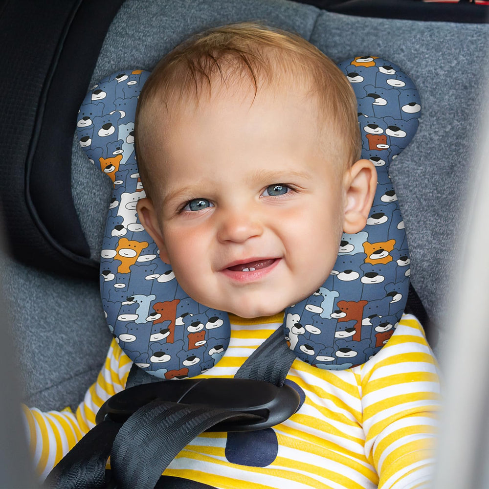 Reflyaway baby travel pillow blue bear 05 washable material for quick cleanup