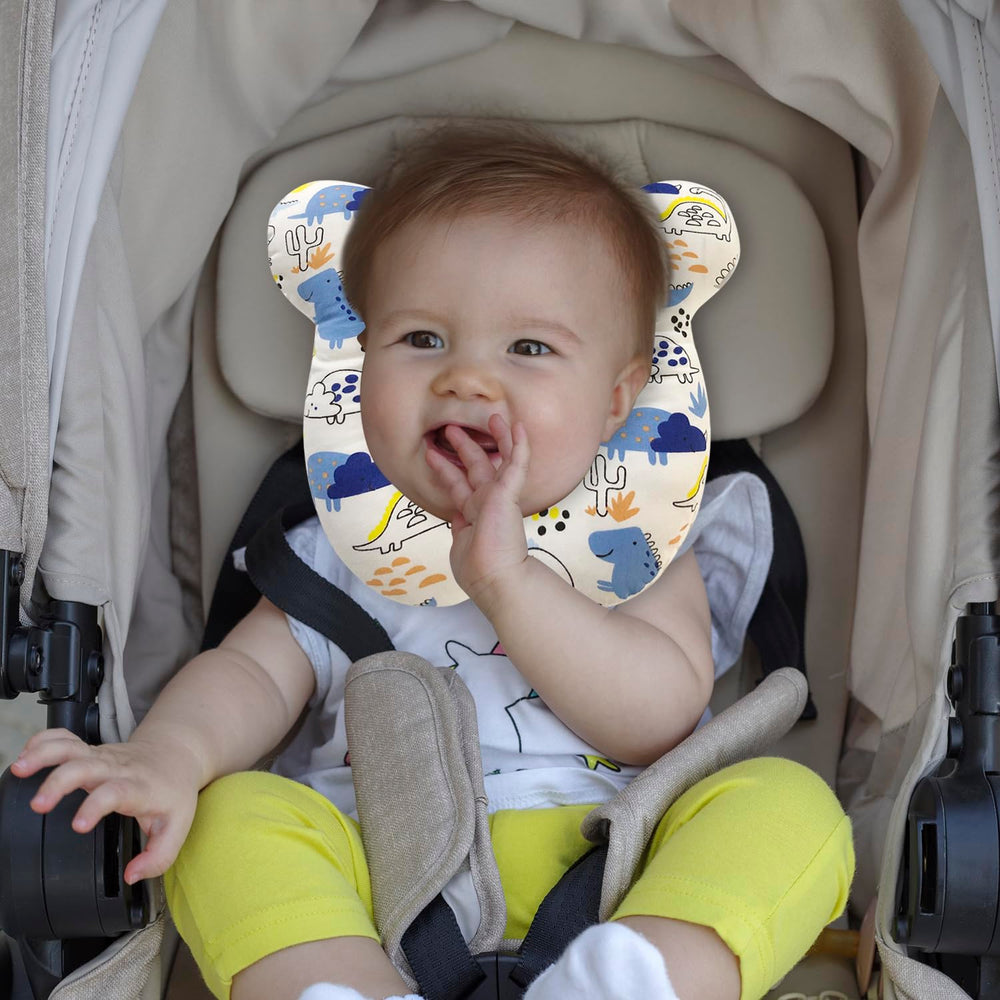 REFLYAWAY baby travel pillow in car seat provides gentle head comfort during rides