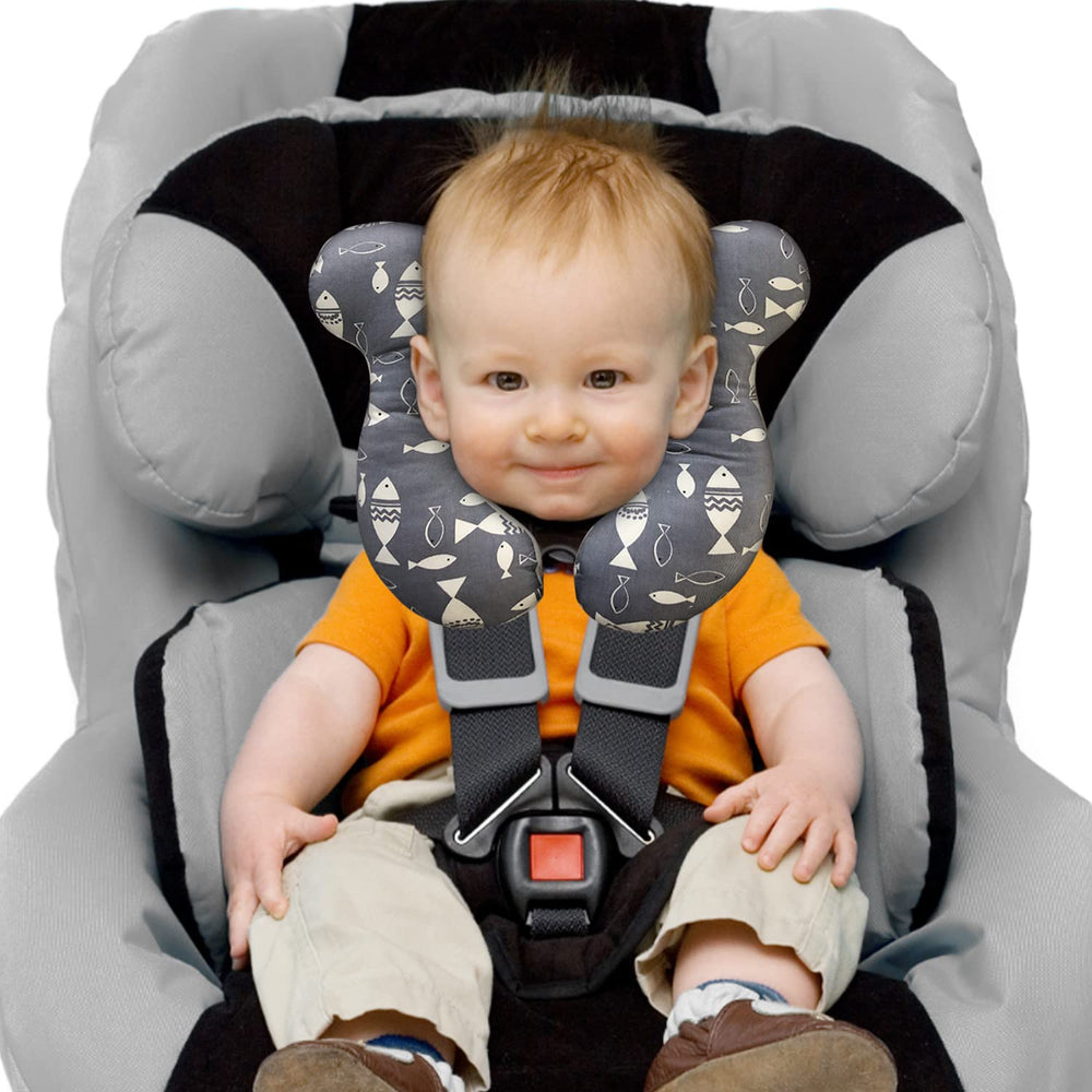 REFLYAWAY Gray Fish pattern detail showcases playful design for boys and girls.