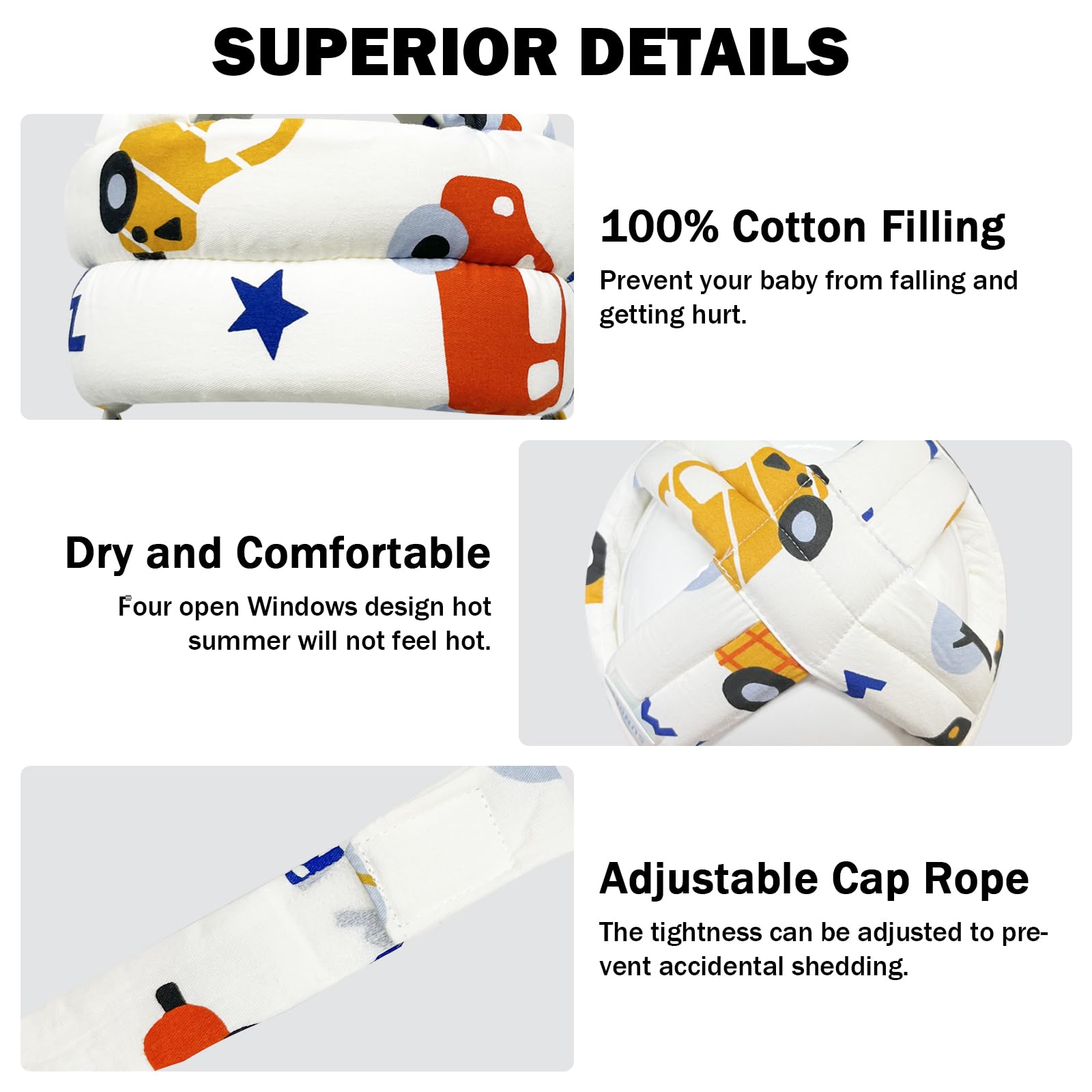 REFLYAWAY cotton outer layer with soft cushion for breathable comfort.