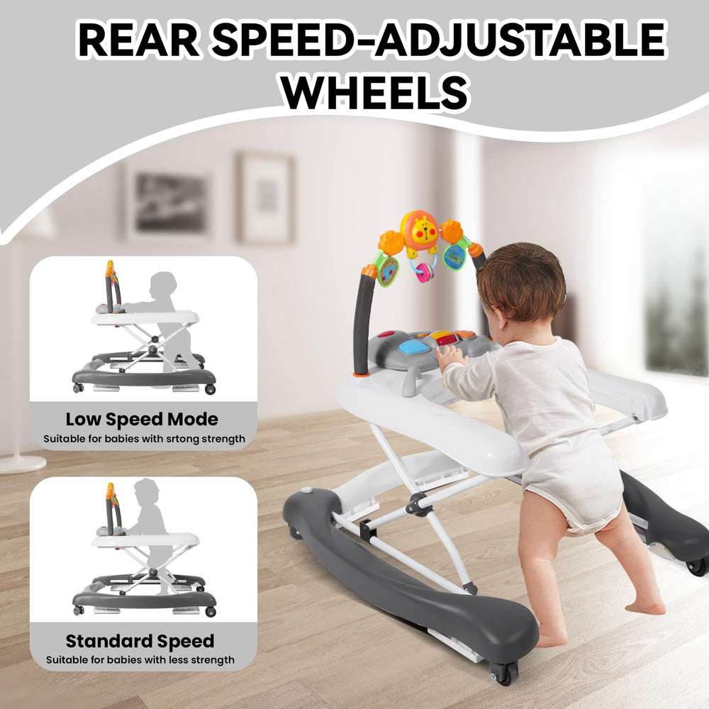 RefoereBabe baby walker in eating mode with handy feeding tray