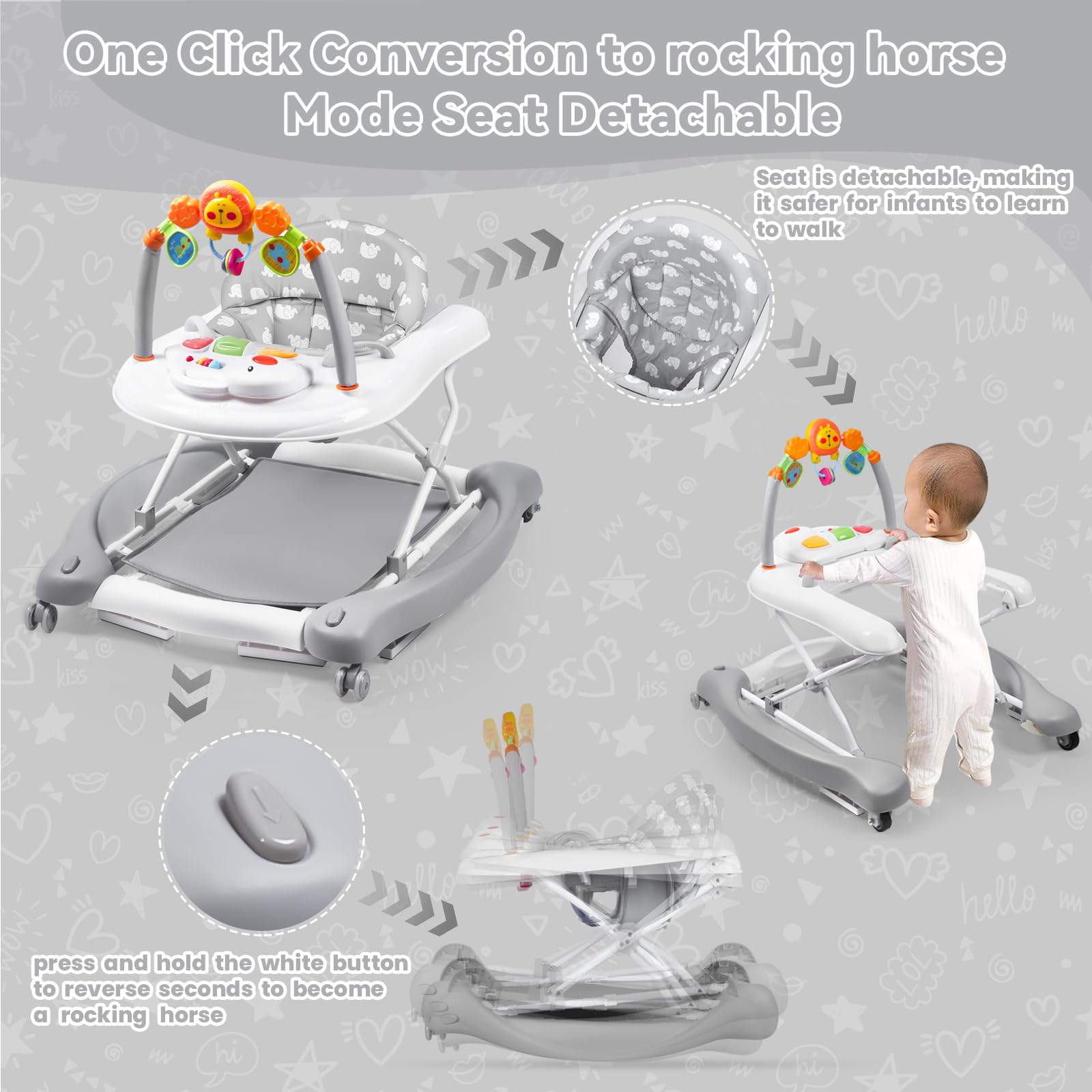 RefoereBabe walker feeding tray supports snack time.