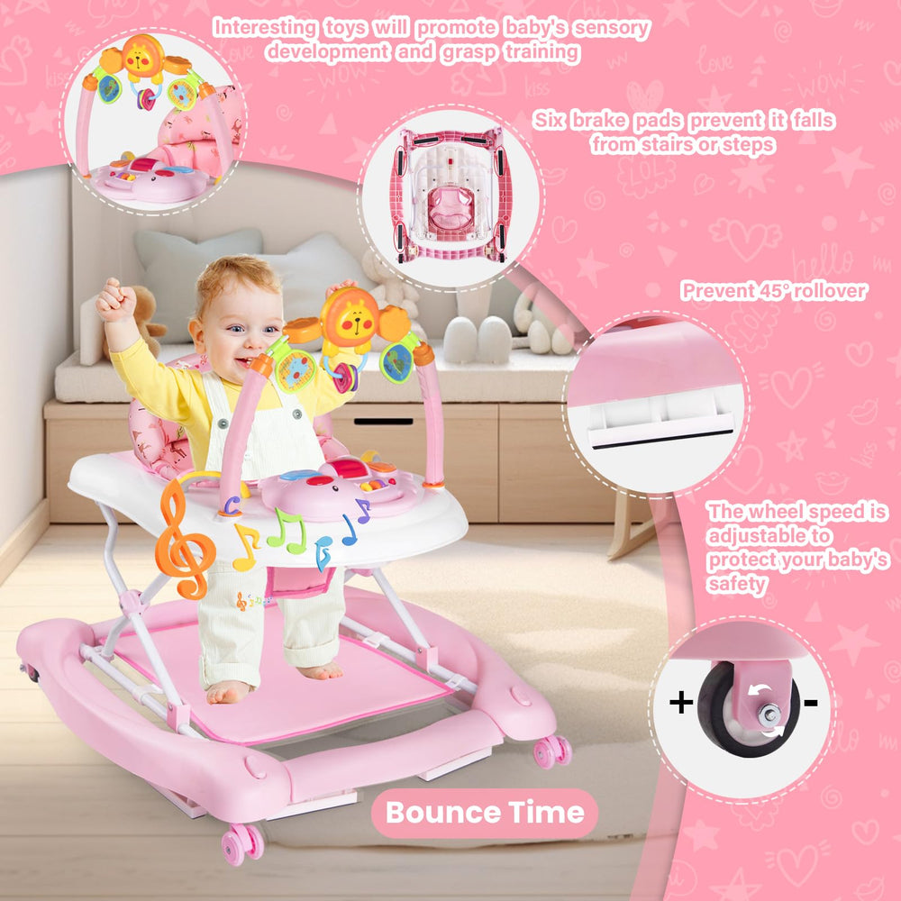 RefoereBabe 5-in-1 walker side view shows sturdy triangular chassis