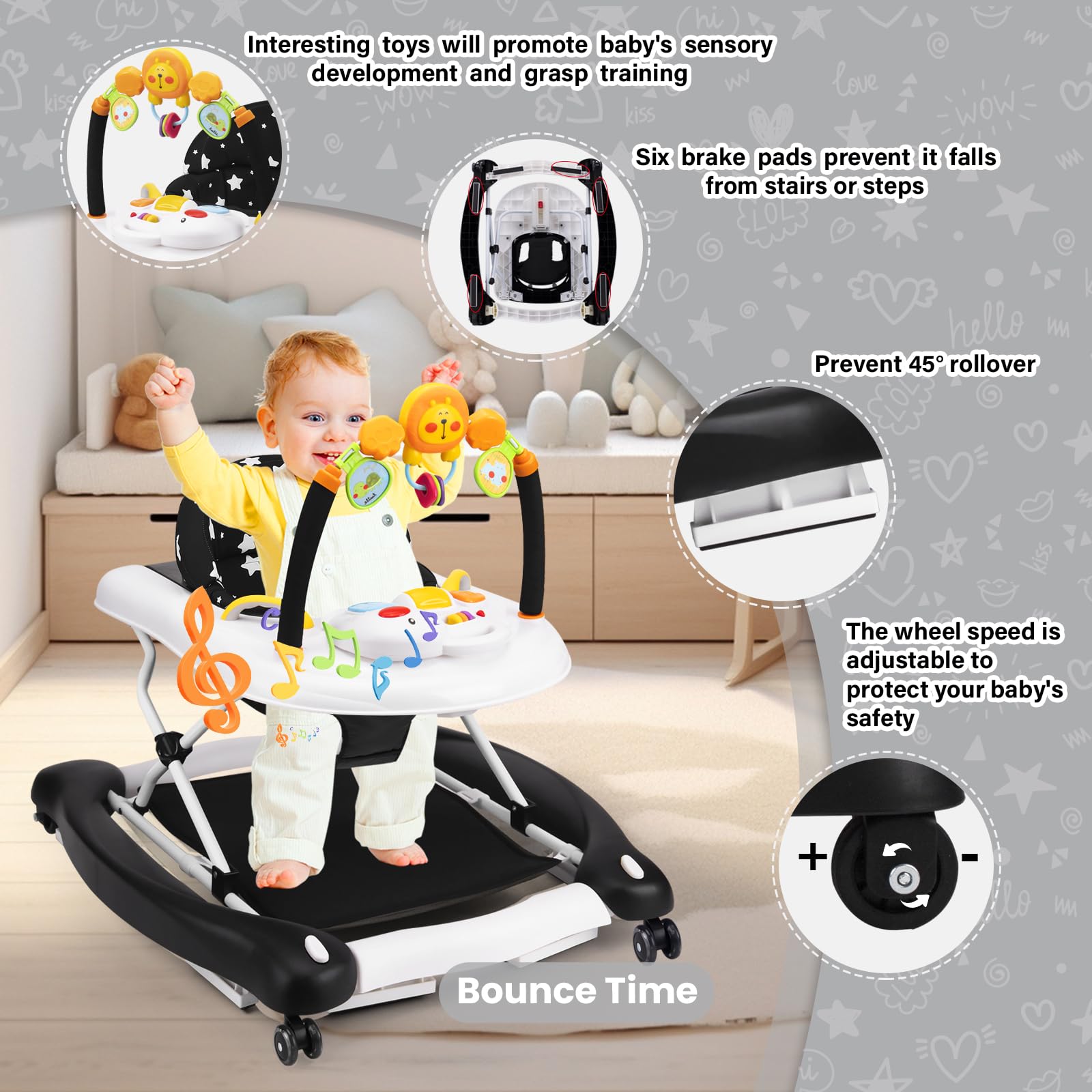 RefoereBabe baby walker walk mode enables easy, independent exploration