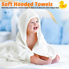 Reginary 4-pack baby hooded towels white, extra towels for daily use without frequent washing.