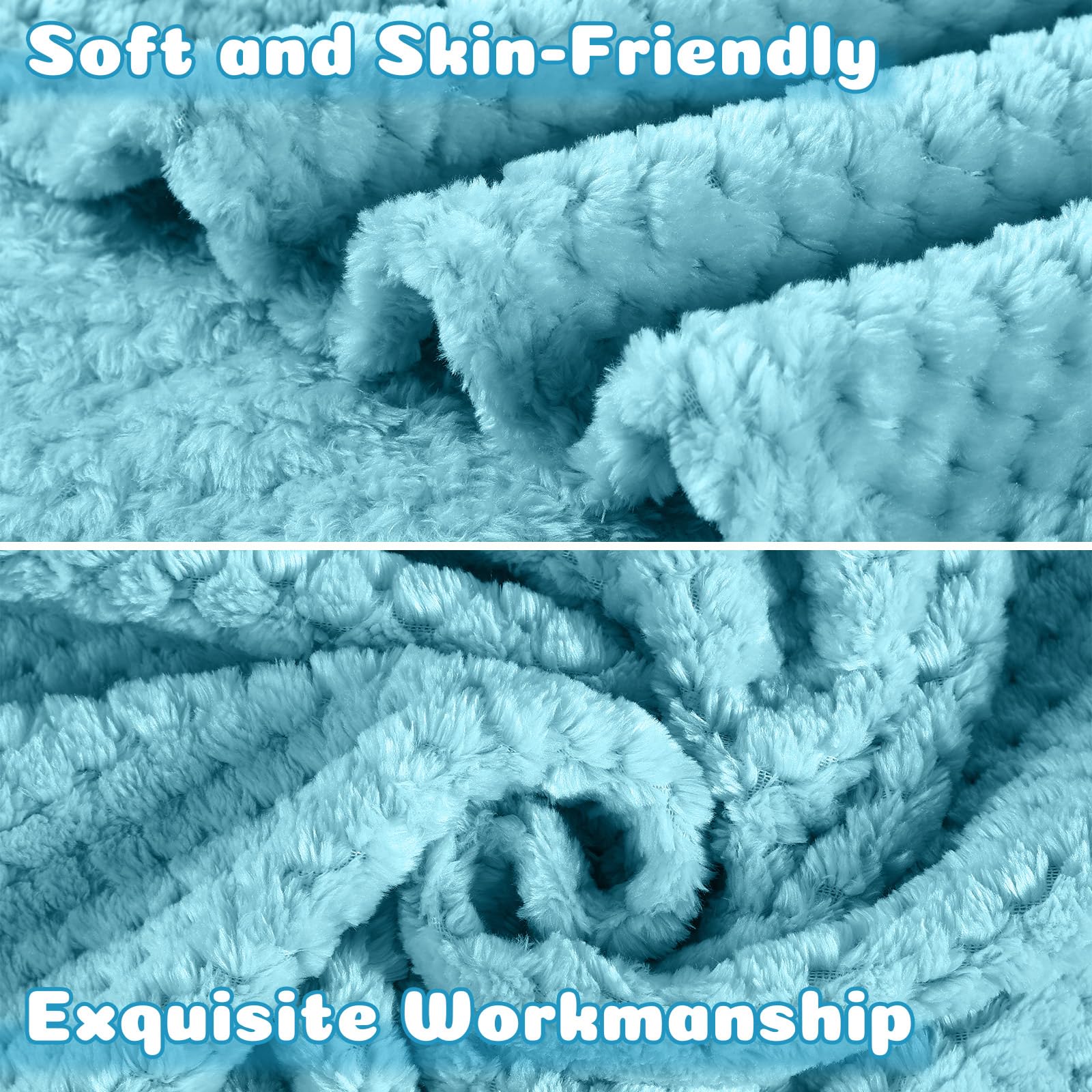 Reginary coral fleece blanket in light blue offers soft, odorless comfort