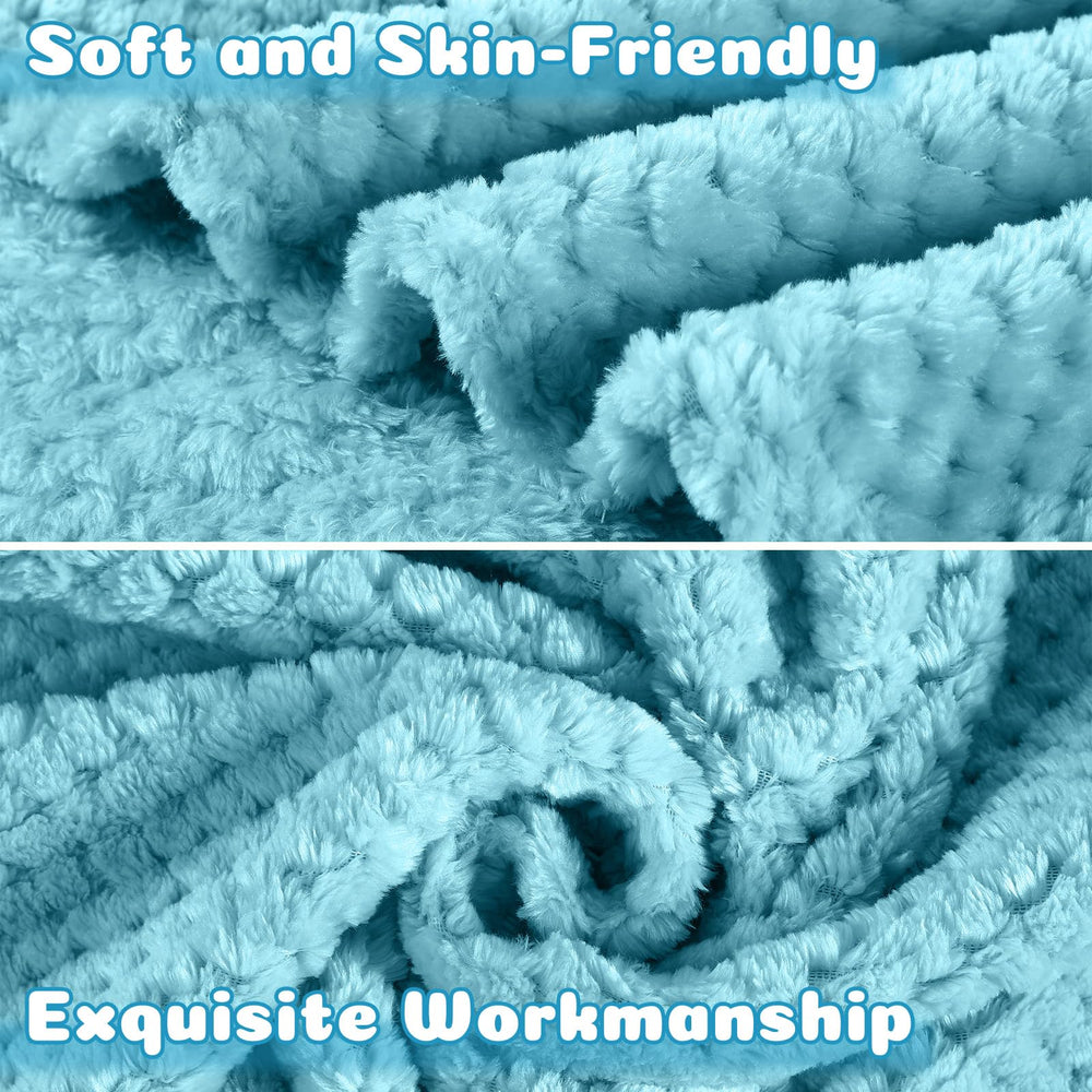 Reginary coral fleece blanket in light blue offers soft, odorless comfort