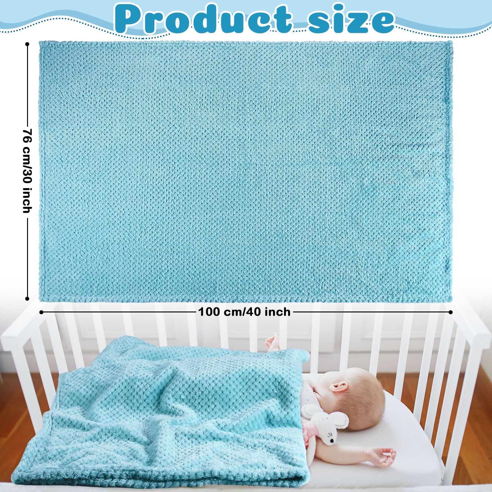 Reginary light-blue waffle-pattern blanket highlights textured warmth for nursery decor