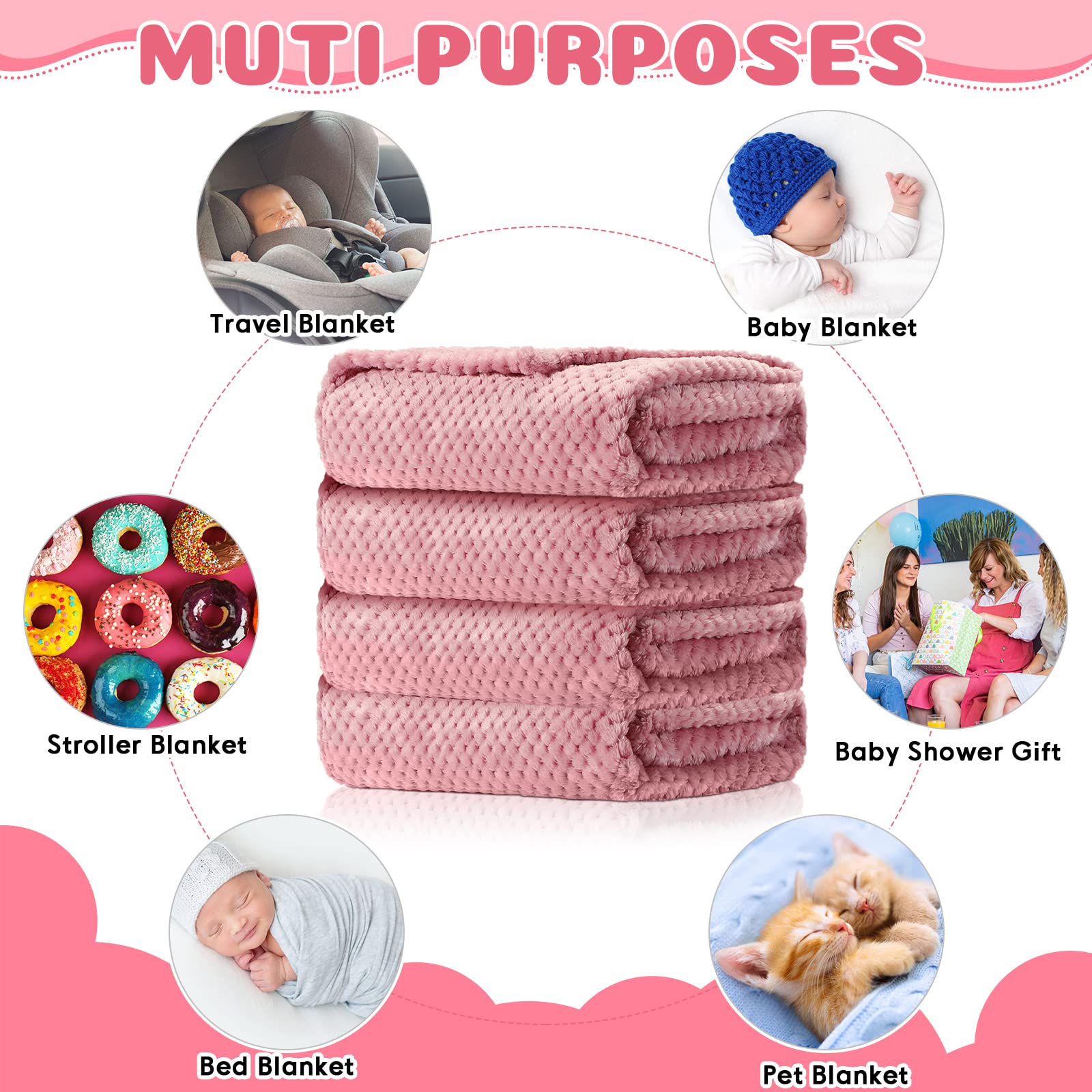 Reginary pink fuzzy blanket used as sofa cover for cozy family time.