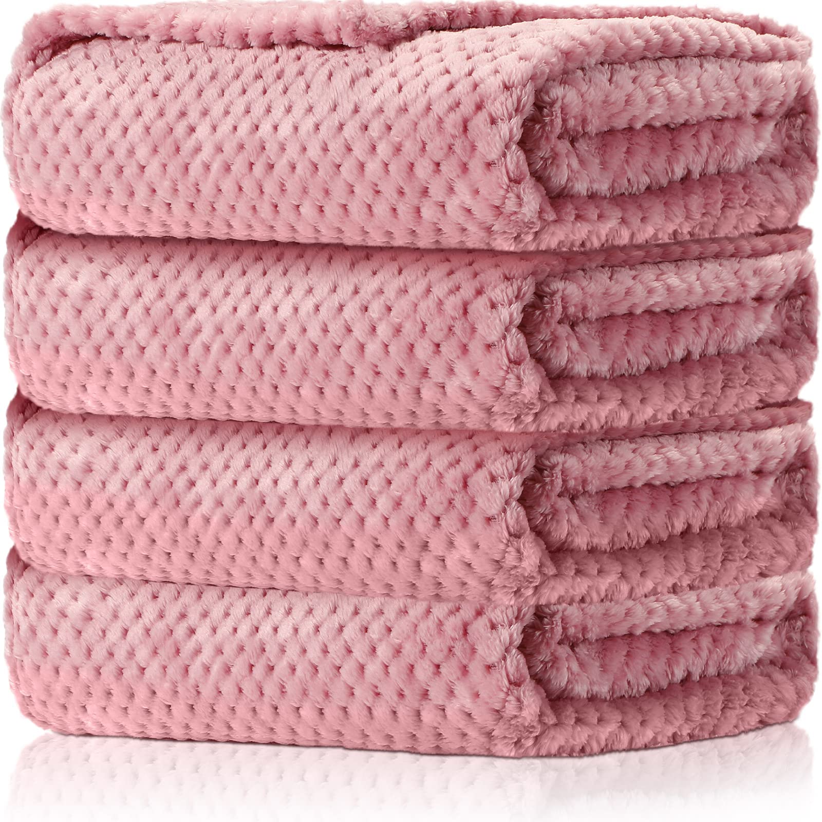 Reginary fuzzy pink baby blanket 30x40 front view with waffle pattern for nursery warmth.