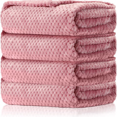 Reginary fuzzy pink baby blanket 30x40 front view with waffle pattern for nursery warmth.