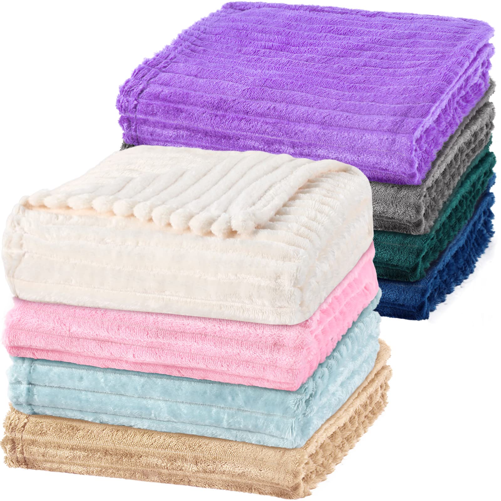 Reginary 8-pack flannel blankets in assorted colors for versatile home use