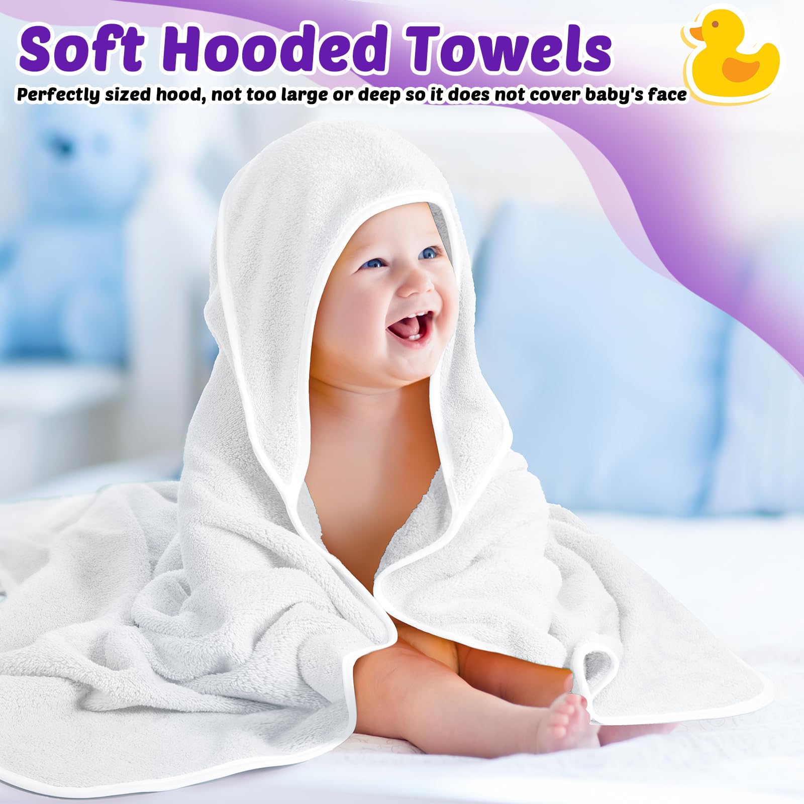 Reginary baby hooded towel coral fleece hooded design stays in place during drying.