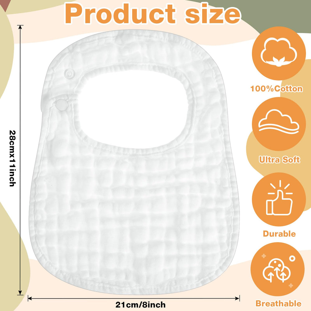 Reginary muslin bibs with adjustable snaps close securely for growing babies and mess-prone days.