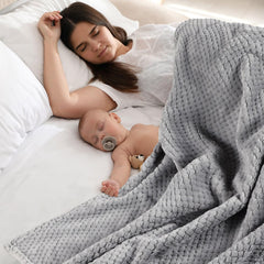 Reginary waffle coral fleece blanket in gray for crib or stroller warmth.