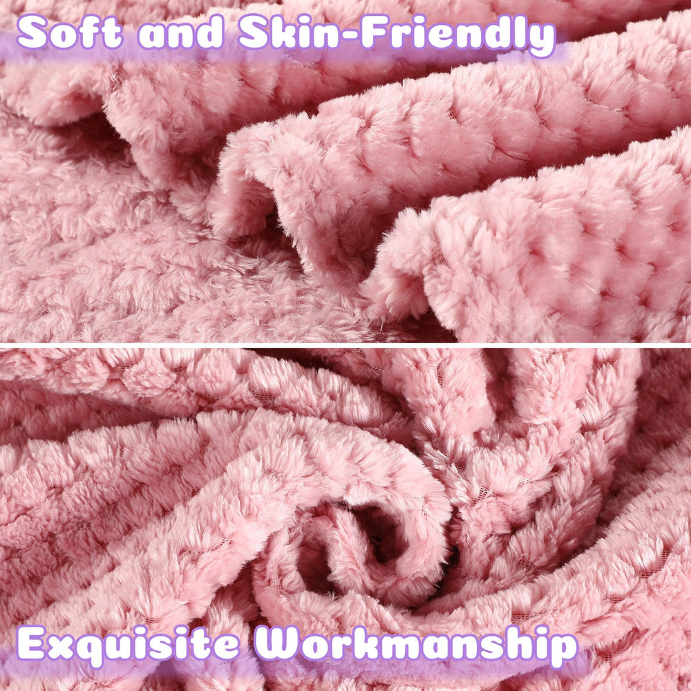 Reginary waffle coral fleece blanket in pink for cozy car-seat snuggles.