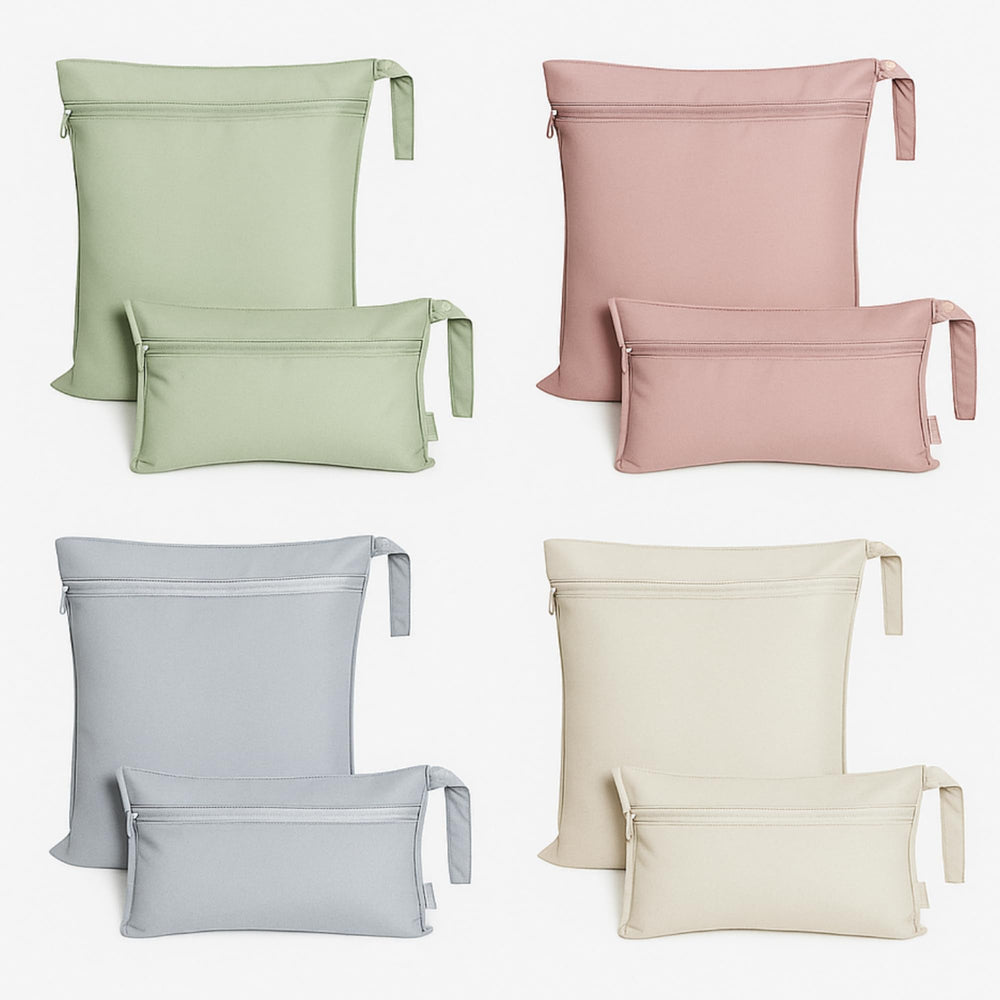 Reginary wet bags in varied colors showing versatile wet-dry storage options